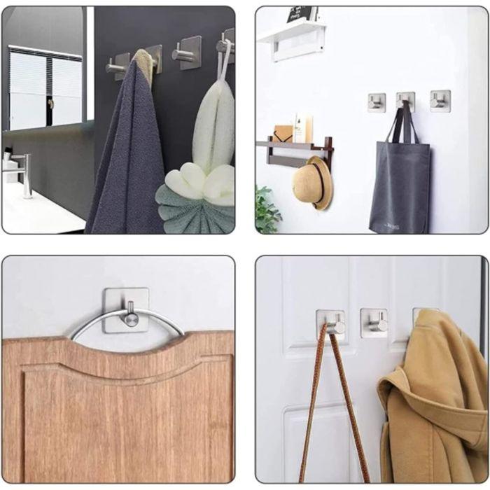 Pack x4 Gancho Autoadhesivo Acero Inoxidable