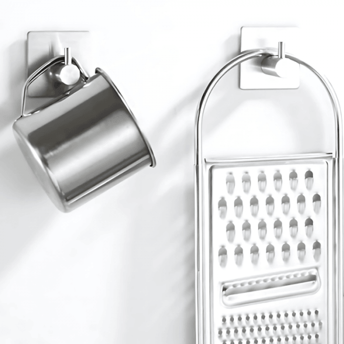 Pack x4 Gancho Autoadhesivo Acero Inoxidable