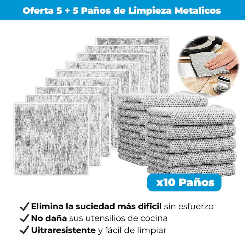 Paños de limpieza multiuso de malla metálica | Oferta 5 + 5 Gratis