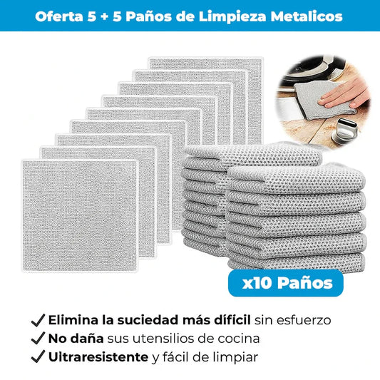 Paños de limpieza multiuso de malla metálica | Oferta 5 + 5 Gratis