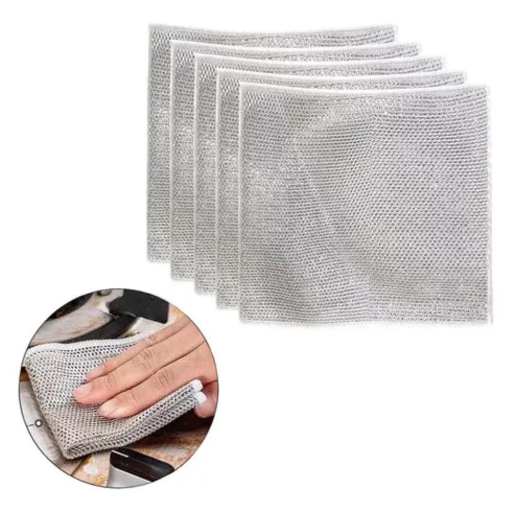 Pack x5 Trapo Lava Vajillas Estropajo metálico